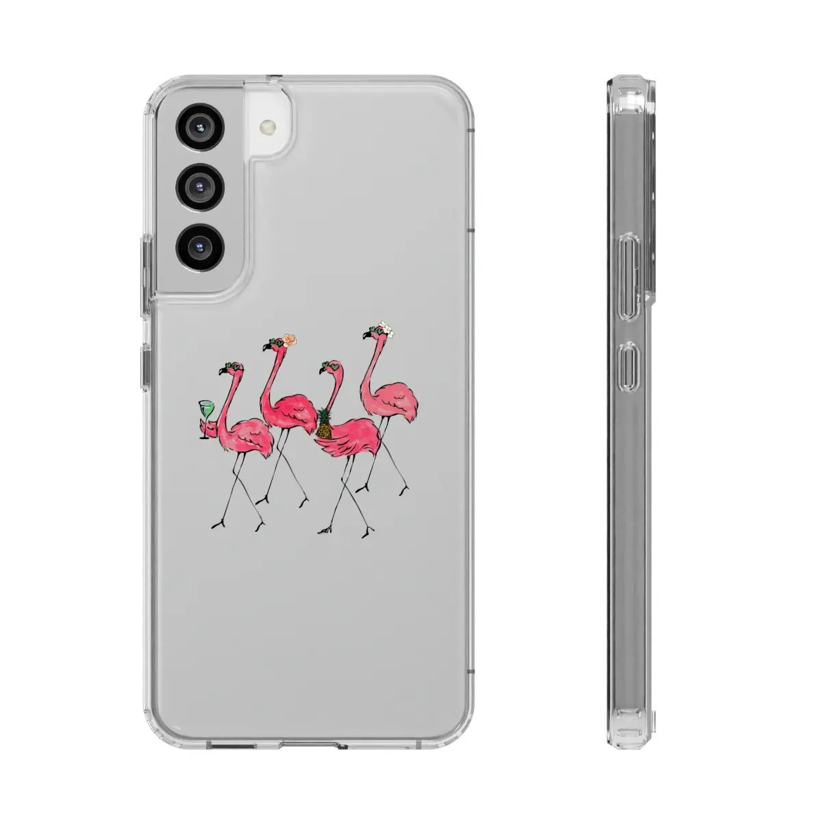 Flamingos Drinking Mimosas Clear Graphic Phone Case