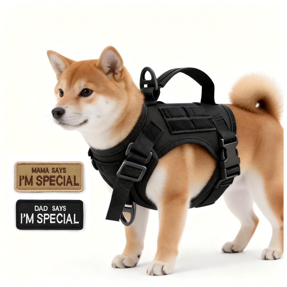 Adjustable tactical small dog harness for cats and small dogs , with 2 patches, outdoor dog accessories #backtoschool