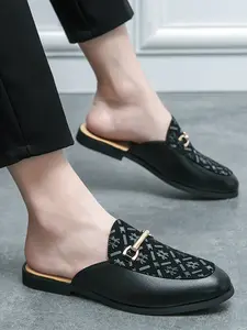 Men's Summer Breathable Loafers, Half-Enclosed Leather Sandals, Fashion Versatile Footwear, Cool Slippers, Stylish Casual Shoes, Half Slipper Mules