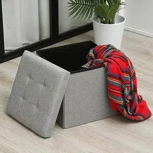 Light Gray Ottoman with Storage,Foot & Leg Rest Stools Small Cute Stool Short Bench Folding Ottomans Square Footstools for Shoe Living Room