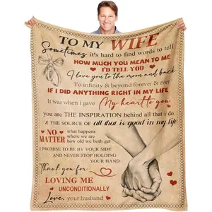 Gifs for Wife from Husband Wife Birthday Gifts Wedding Anniversary Romantic Gifts for Wife Christmas Mother's Day Birthday Gifts for Wife Valentines Day Gifts for her to My Wife Blanket 50"x60"