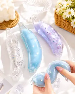 【Creative Squeeze Ball】 CHIBOKI Glass Banana Handmade Stress Reliever Fun Toy Relaxation Thick Shell Design For Boys Girls Stress Relief Squishy Toy Soft Elastic Palm Grip