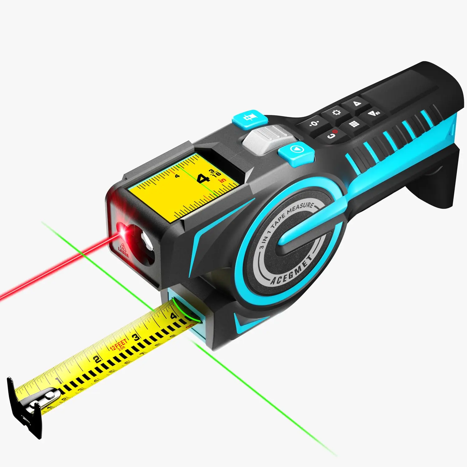 【DealsforYouDays 】ACEGMET DTX10  330Ft Digital  Laser Distance Meter, 3 in 1  Laser Measurement Tool,Auto Lock Tape with 1/32" High Precision, Green Alignment Laser, Area Volume Calculation & APP Sync,for Distance/Area/Volume Industrial Home tiktokshopbac