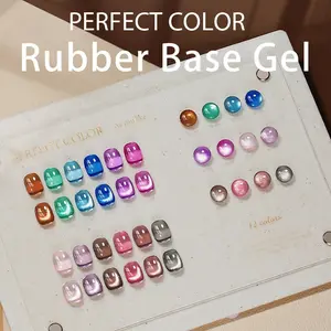 Perfect Color Rubber Base Liquid Nail Polish, 12 Colors Glass Series, Thickening Strengthening Formula, Washable, DIY Beauty Salon Gift