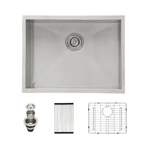 Sarlai 25 x22 Inch Undermount Kitchen Sink Single Bowl Undermount Kitchen Sink 16 Gauge Stainless Steel Kitchen Sink