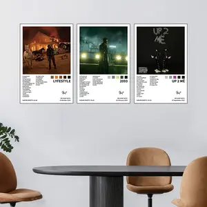 3-piece set by Yeat/Lyfestyle/Up 2 Më/2093, perfect for music album cover enthusiasts, modern art deco style, ideal for bars, clubs, cafes, homes, offices, etc., home décor, music room decor, frameless, Modern Art Design, Decoration