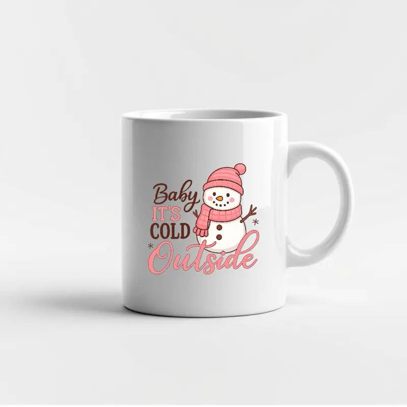 Christmas Mug Baby is Cold Outside Perfect Gift for Christmas with Adorable Snowman Design Ceramic Coffee Reusable Washable Drinkware Cup