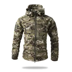 Men's multi pocket workwear hooded jacket with wool lining for autumn and winter outdoor hiking and camping, waterproof and warm soft shell jacketRAIMENTRY