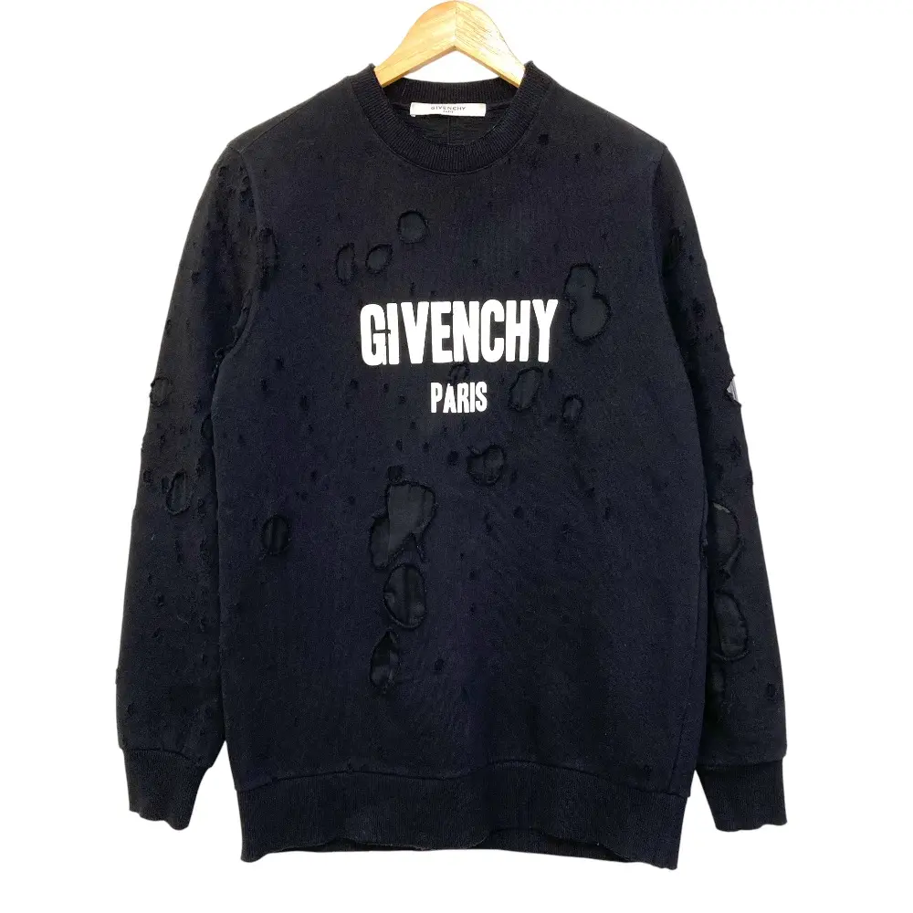 Pre-owned GIVENCHY Cotton Small Leather Goods Destroy Logo Print Sweatshirt