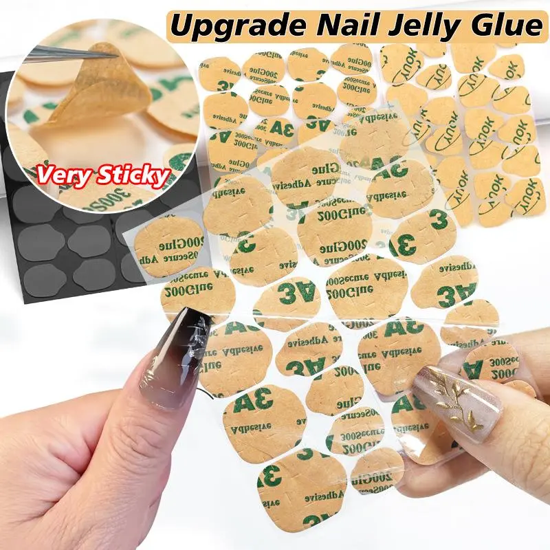 72-480Pcs Nail Jelly Glue Transparent False Nail Art Adhesive Tape Glue Stickers DIY Reusable Nails Manicure Accessories Salon