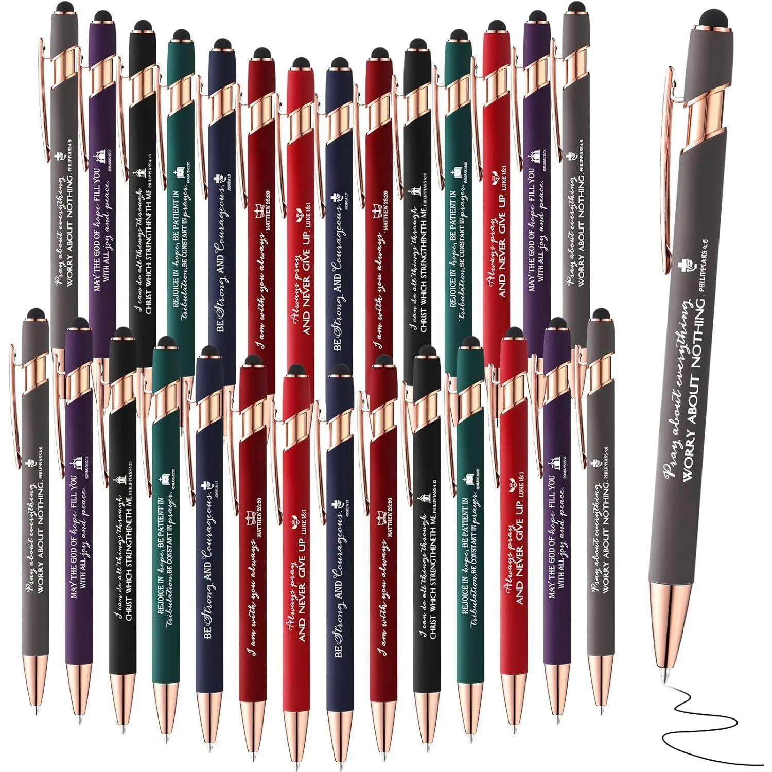 49 count  Verse Ballpoint Pens Christian Stylus Pen with Inspirational Quotes  Verse  Bulk for Touch Screens Women Men Pastor Halloween Church Sunday School Teacher