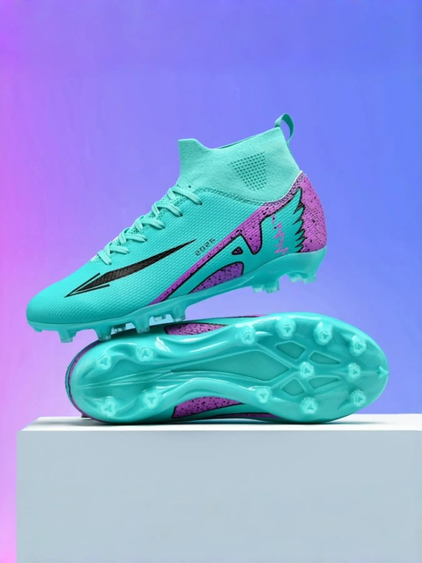 Unisex High-Top Football Cleats, Lightweight Professional Sports Shoes, Lawn Training & Outdoor Play, Suitable for Teens, All Seasons, Football Boots