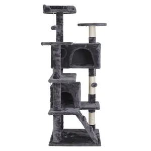 SuperDealUsa 55-Inch Cat Tree - Multi-Level Cat Activity Center with Condo, Sisal Scratching Posts, Vertical Scratcher, and Plush Perches