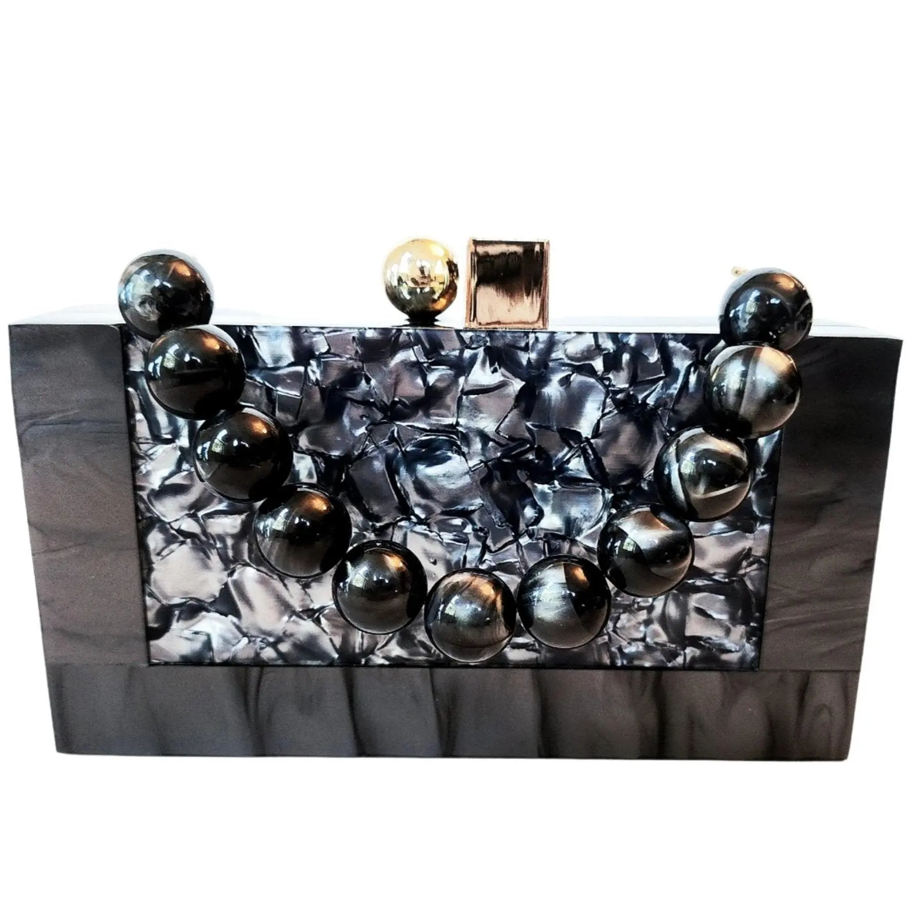 Black and Gray Resin Clutch Purse