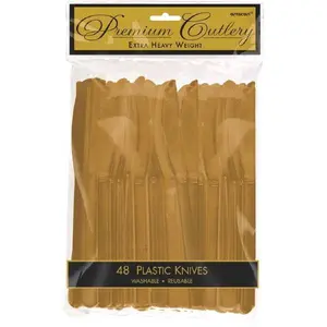 Gold Plastic Knives, 48ct