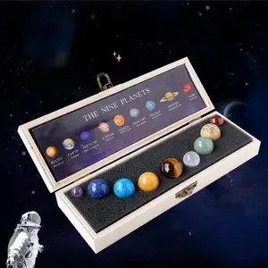 Solar System Planet Crystal Ball, 1 Set Natural Crystal Mineral Specimen, Space Themed Party Gift Visual Learning Tools for Kids Friends Lovers Classmates Astronomy Enthusiasts