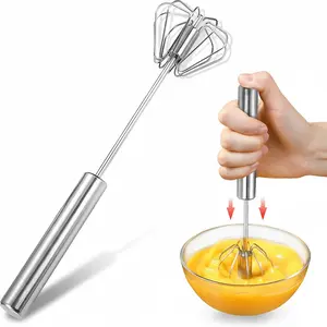 Stainless Steel Semi-Automatic Whisk, Hand Frother & Wisking Tool, Egg Beater For Cooking, Egg Spinner, Stainless Steel Whisk For Egg Beaters Kitchen Utensils