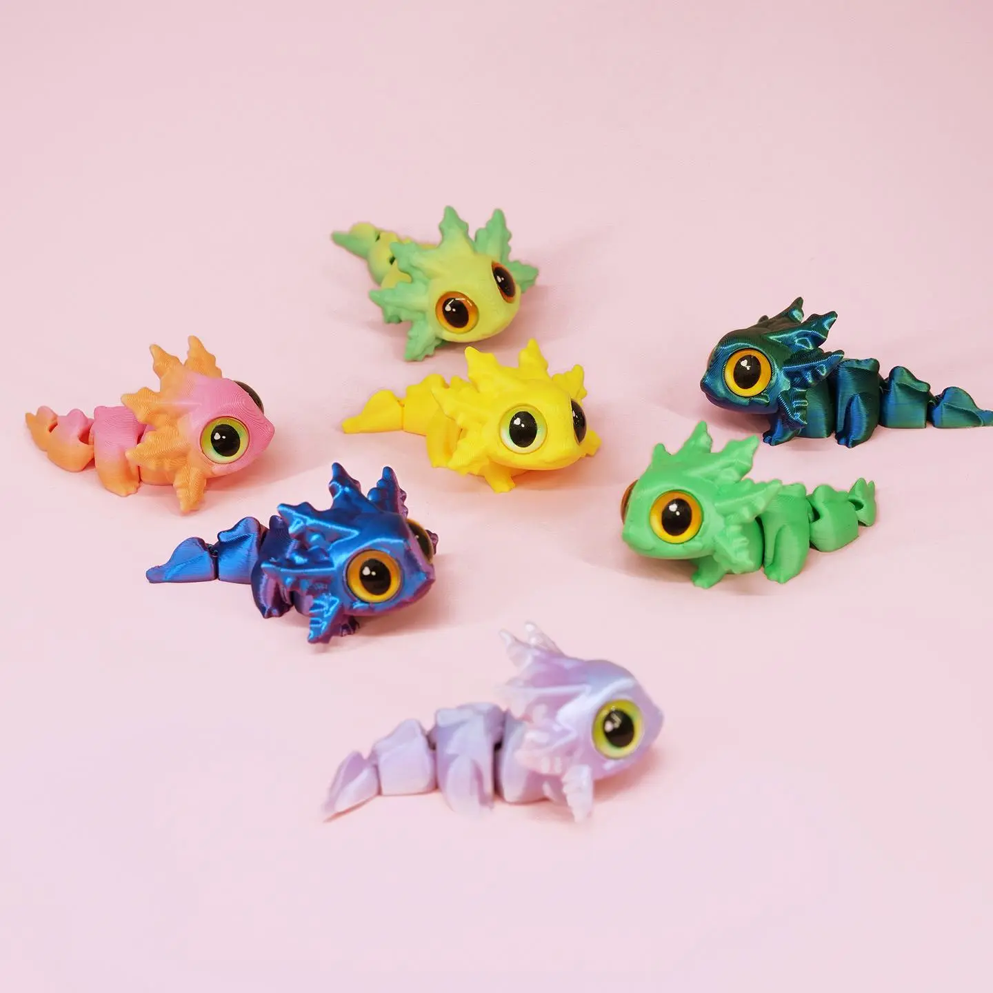 FuRise 3D Printed Axolotl Baby Toy - Lightweight Mini Size Magnetic Jointed Salamander Figurine Fridge Magnet, Bigeye Charm, Easy to Carry Kids Gift, Fridge Decor, Mini Size, Easy To Carry