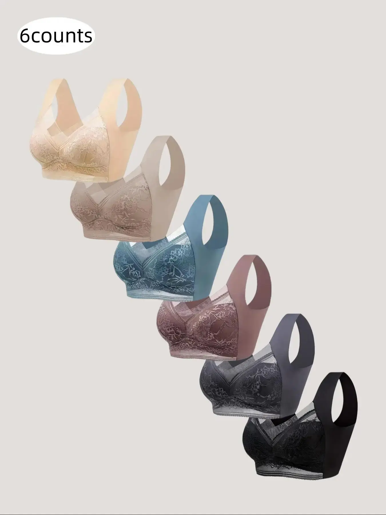 Women's Seamless Mesh Lace Bra, Backless Plunge Bralette, Comfortable Smooth Thin Soft Back, Sleep Casual Yoga, 3/4/5/6pcs, Yoga bras