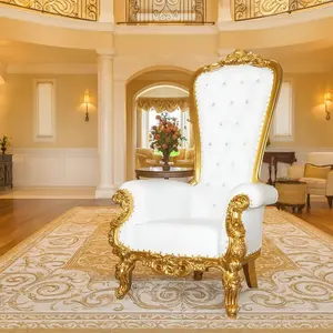 Royal Gold & White Throne Chair – Luxury Statement Piece