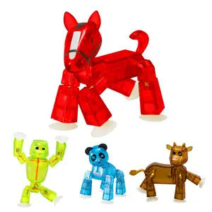 StikBot Pets 4-Pack | Animal Figures - Cow, Gorilla, Panda & Horse