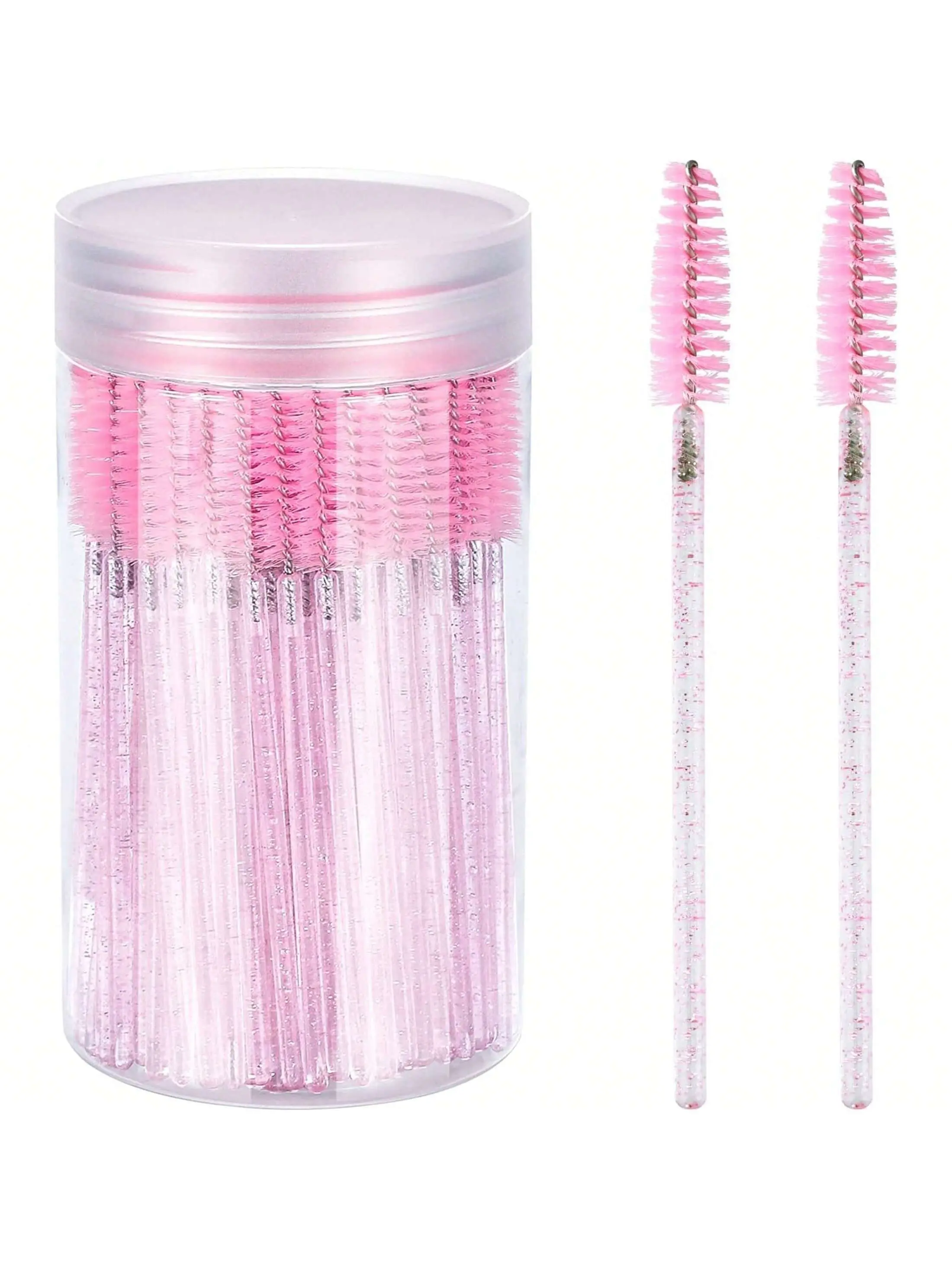 10-50 PCS Eyelash Brushes, Mascara Wands With Container, Bendable Disposable Eyebrow Spoolies, Lash Brush For Lash Extensions,