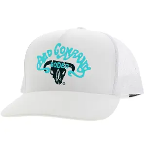 Bad Company White 6-Panel Trucker with Blue / Black Embroidery Logo