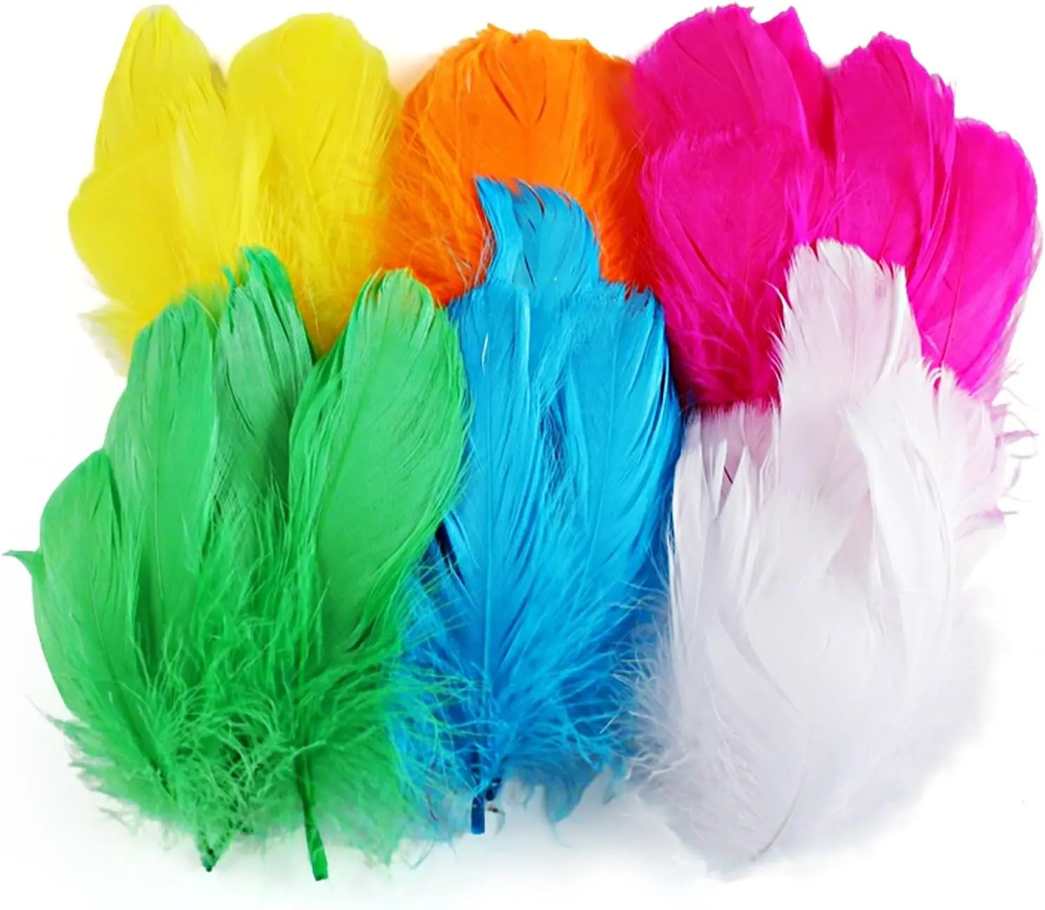 Colored Goose Craft Feathers Bulk, 400Pcs 2-4 Inches for DIY Wedding Decorations, Kindergarten Art Projects, Dream Catcher Home Supplies