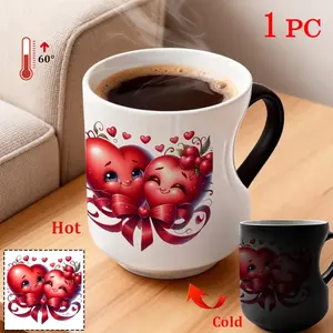 Thermal Ceramic Mug with Love Hearts That Changes Color: A Charming Present for Any Event! Magical Color-Changing Mug Drinkware with Heart-Shaped Handle, 11 Oz/330 Ml, Perfect Coffee & Tea Mug Christmas Gift for Friends