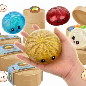 Glitter Series Expressive  Dumpling Squishy , Mysecret Bun Fidget Toy, Soft TPR, Stress Relief
