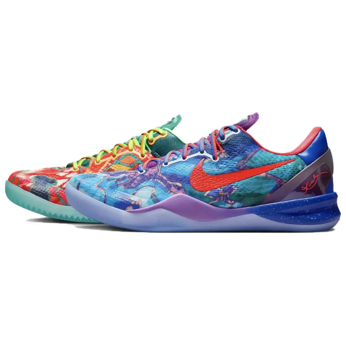NIKE Men's Basketball Shoe - Kobe 8 Protro 'What The Kobe' Edition, Multi-Color Leather Sneaker with Cushioned Midsole for Game Day, Male Sports Shoe, Sneakerheads, Casual