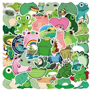 50 Pack of Cute Frog Stickers. No Duplicates and Waterproof. Great for Birthdays and Holidays!