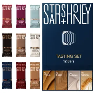 Stars + Honey | The Protein Bar – Tasting Set (12 Pack, 3 Types of Protein) All-natural ingredients with added collagen. Gluten Free, Dairy Free, Soy Free, No Seed Oils, and No Sugar Alcohols.