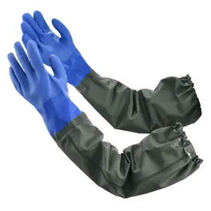 Long Coverage Waterproof Gloves, Chemical Resistant Padded Cotton Lining, Reusable for Household Cleaning & Gardening Work