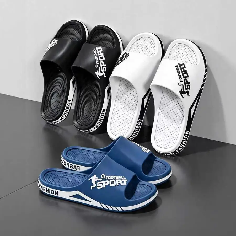 Chef Black Navy Blue Men's Sports EVA Slippers Non-slip Breathable Lightweight Open-toe Slippers with Football Pattern for Indoor Outdoor Casual Wear Walking Shoes Boy slippers