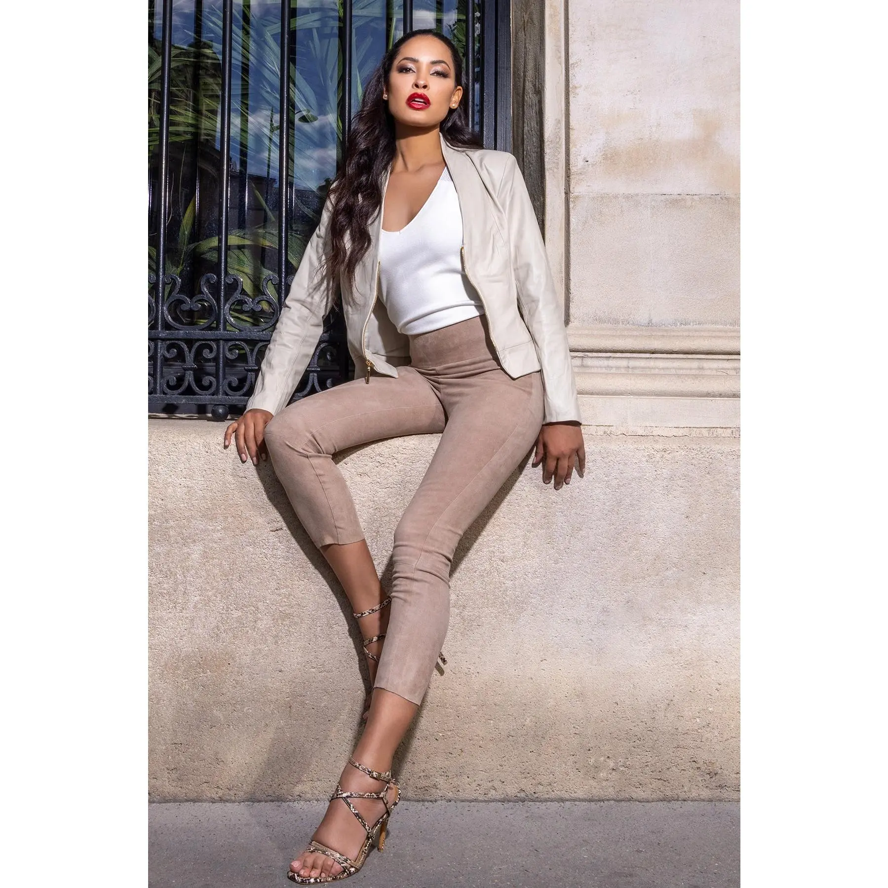 The Daniela Lambskin Blazer in Cream
