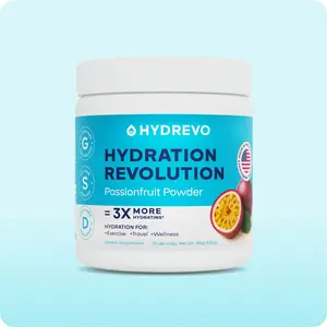 Hydrevo Electrolyte Powder Drink Mix, Sugar Free, Passionfruit, 30 Servings, High Potassium, Magnesium, Keto Friendly, Non-GMO, Hydration Powder