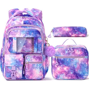 Fimibuke 3PCS Waterproof Oxford Cloth Backpack for School,Bookbag Set with Lunch Box & Pencil Case,colorful/Laptop/Corduroy/Embroidery school bag for Elementary Middle High School,Backpag with Stationery,Back to School Gift,Birthday's Gift