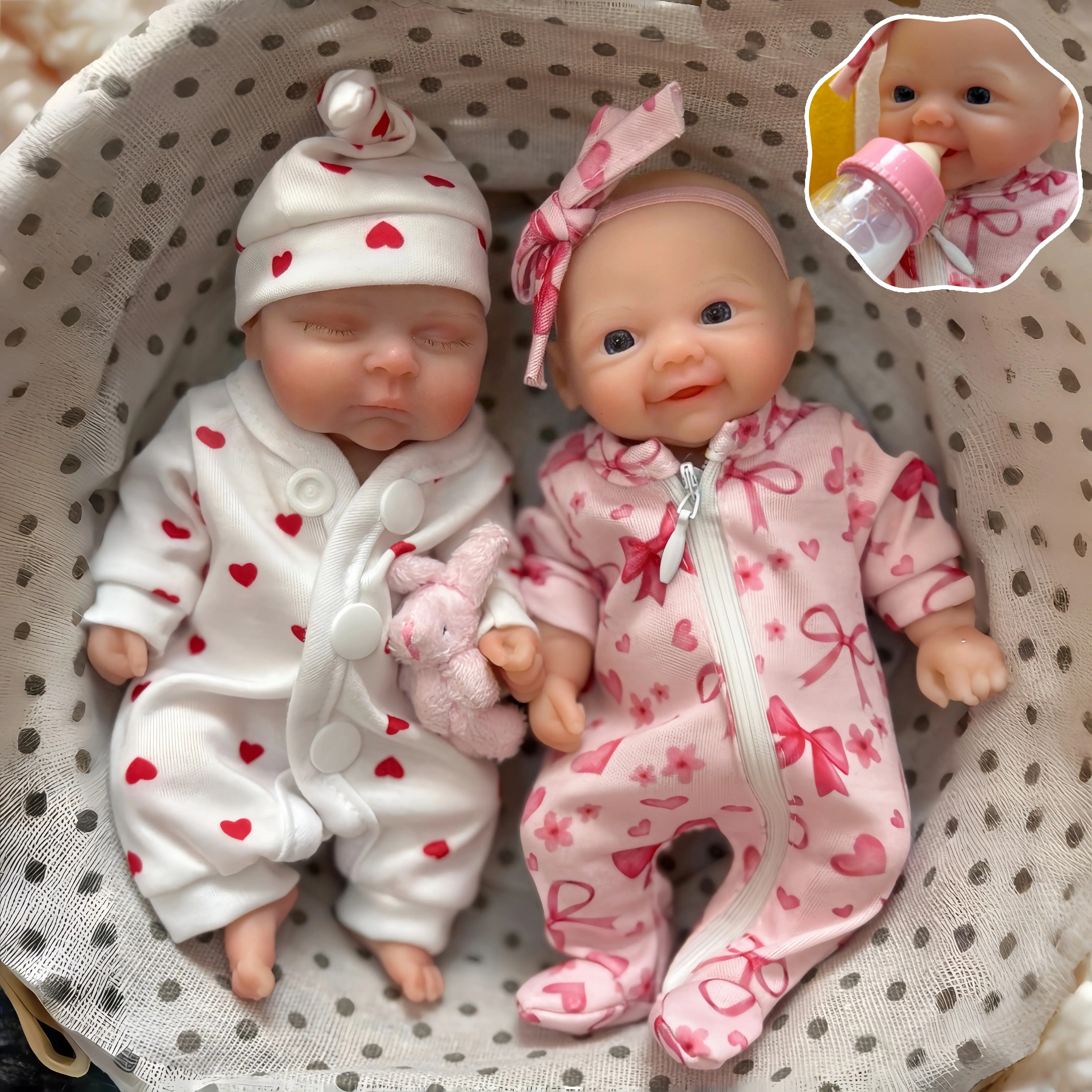 Otarddolls 1PC Around 8-in Solid Silicone Realistic Newborn Baby Girl Doll, Hand-Painted Skin, 0.3-0.4 kg, Children's Birthday Gift, Specialty DIY Toy Supply, Realistic Newborn Doll