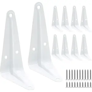 10 Pack White Shelf Brackets 4 Inch Metal Floating Shelf Brackets Heavy Duty L Brackets for Shelves, Wall Mount Angle Corner Braces (4" x 3")