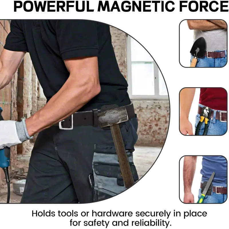 Heavy-Duty Strong Magnet Thermoplastic Clip-On Belt Holster with Belt Clip for Screwdrivers, Wrenches, Pliers, Hammers, Nails, Sockets, Drill Bits, Magnetic Hardware – Ideal for Carpenters, DIY Enthusiasts, Clip-On Belt Clip, Fits Belts Up To 1.75 Inches