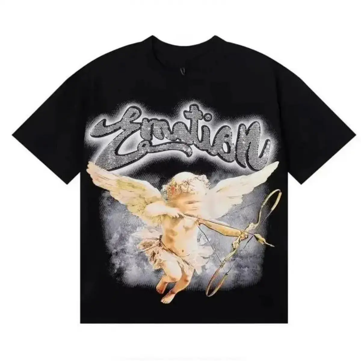 Oversized Graphic Tee Graphic T-Shirt with Angel Print - Emotion Design Trendy Streetwear for Men & Women Fashion Tee 2025 Novelty Graphic T Shirt funny tshirt Undershirts Tees Casual Streetwear Classic Plain Men's Women Cotton Moisture Wi,camisas,frescas
