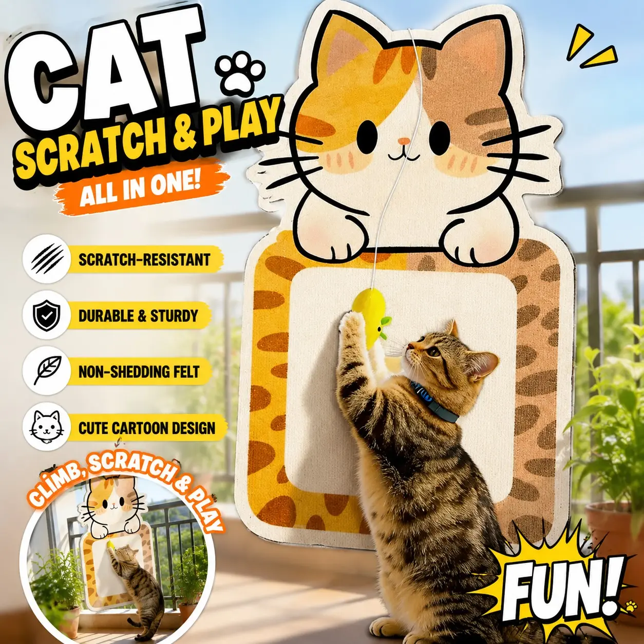 Home Wall-mounted cat scratching post Vertical Scratcher! Free up your sofa and let your cat love scratching
