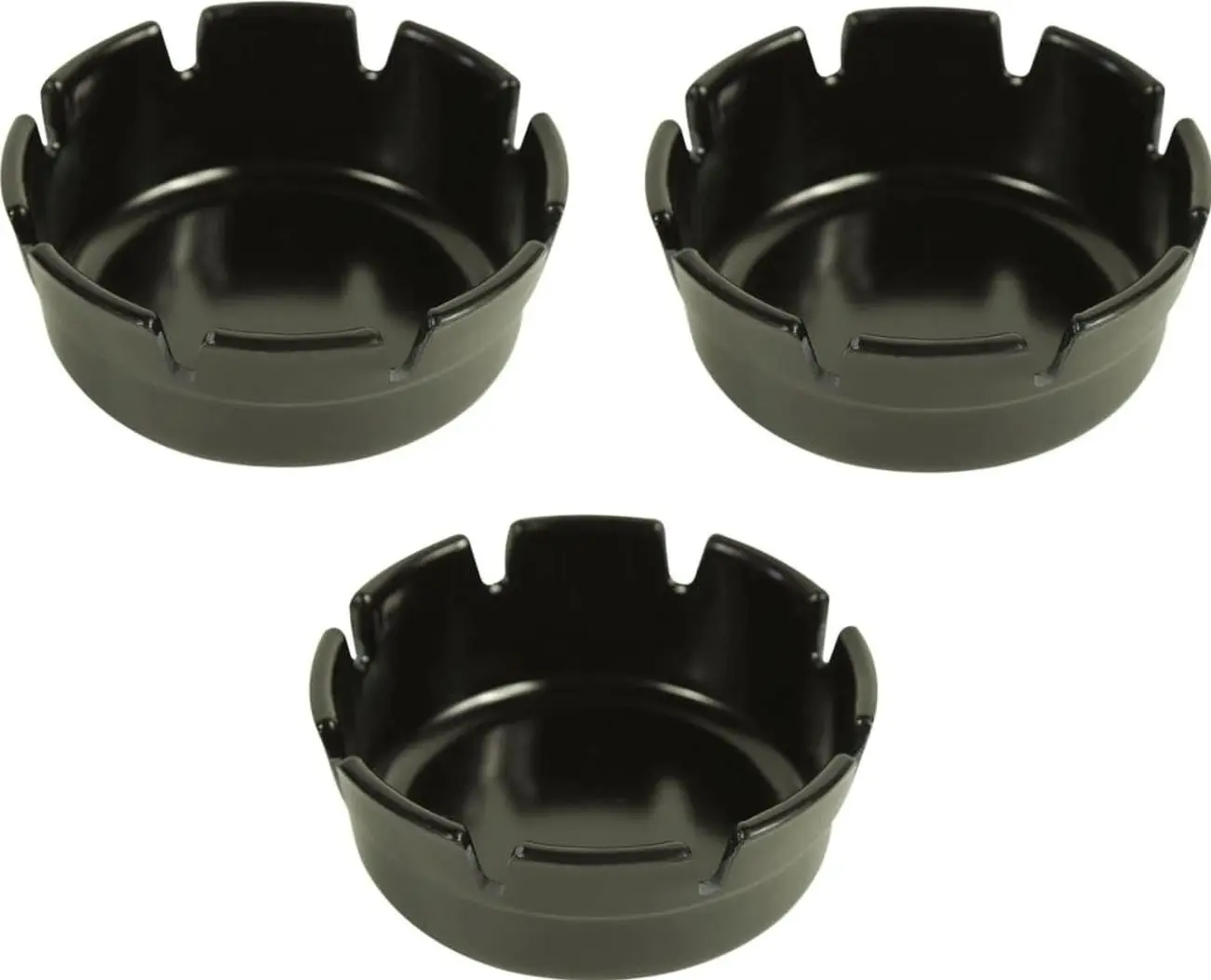 Set of Three Black Plastic Ashtrays-Deep Well-Resturant/ Bar-4"Diameter