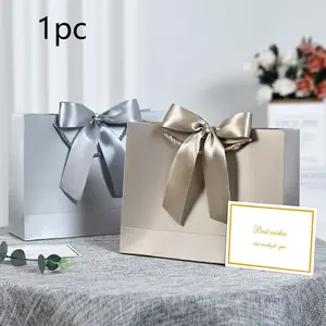 Champagne Silver Gift Bag Set, Perfect Gift Bundle, Anniversary Gifts, Includes Paper, Bow Tie, Card, 3 Sizes, Ribbon, Perfect for Weddings, Birthdays, Baby Showers, Anniversaries, Party Supplies
