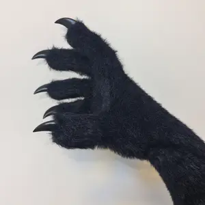 SCLMRO Kigurumi paws & Fursuit KIG Paws , Black Costume Gloves with White Claws, Cosplay Paw Gloves