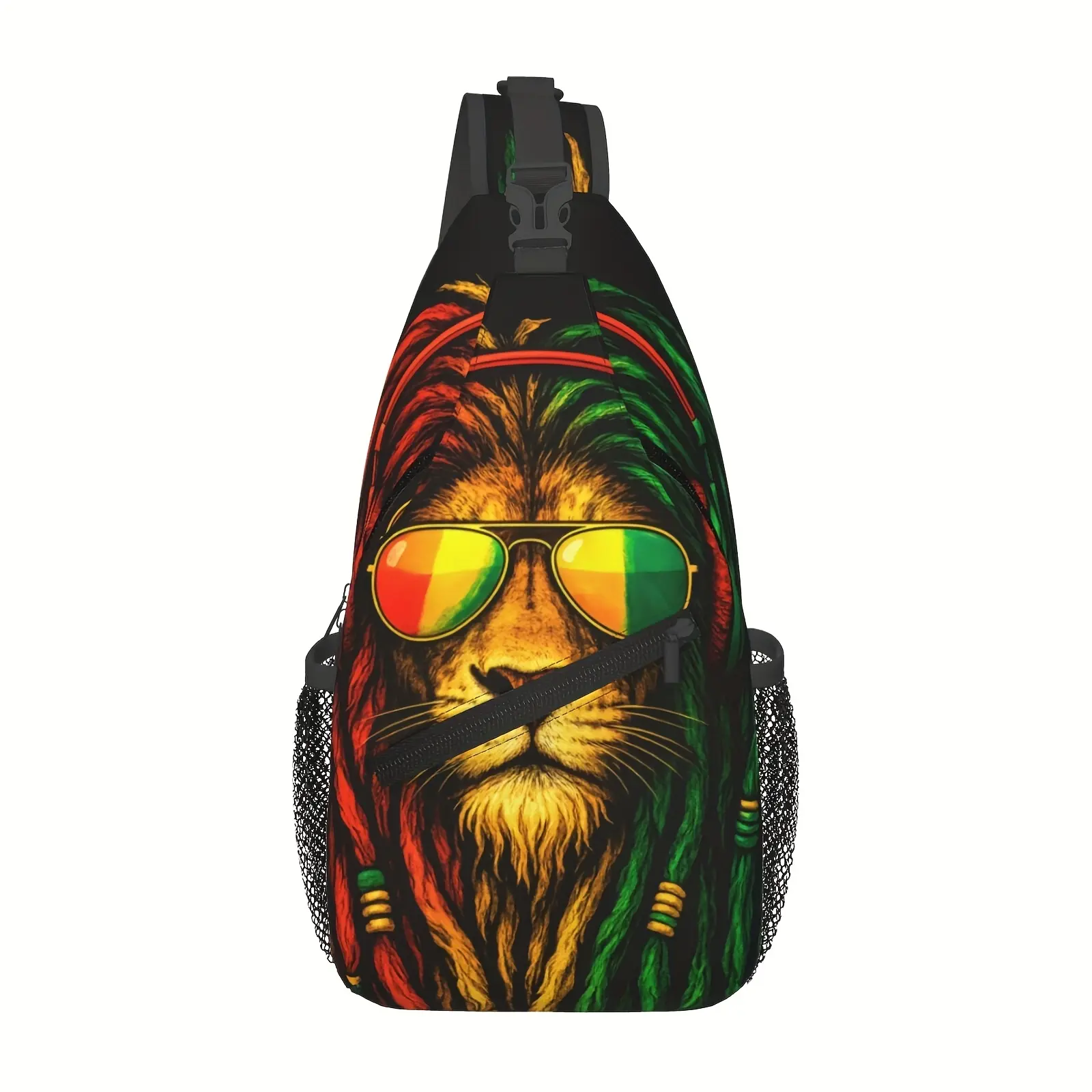 Crossbody chest bag, hiking backpack, Jamaican reggae lion shoulder bag, foldable, large capacity, stylish and durable, suitable for shopping, work, leisure travel, beach bag, fishing backpack, travel accessories, school backpack, Christmas gift