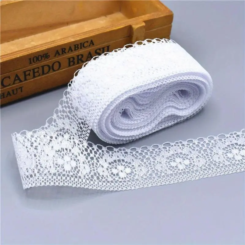 10 Yards High Quality White Lace Ribbon Tape 40MM Lace Trim DIY Embroidered For Sewing Decoration African Lace Fabric Ribbon