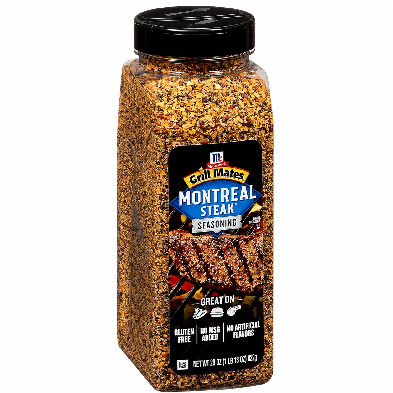 McCormick Grill Mates Montreal Steak Seasoning, 1lb 13oz Bold Montreal-Style Natural Blend with Black Pepper, Garlic, Paprika Extract & Red Pepper Zing, Salty-Savory Kitchen Spice for Restaurants, Ideal for Barbecue & Roast Veggie Boost