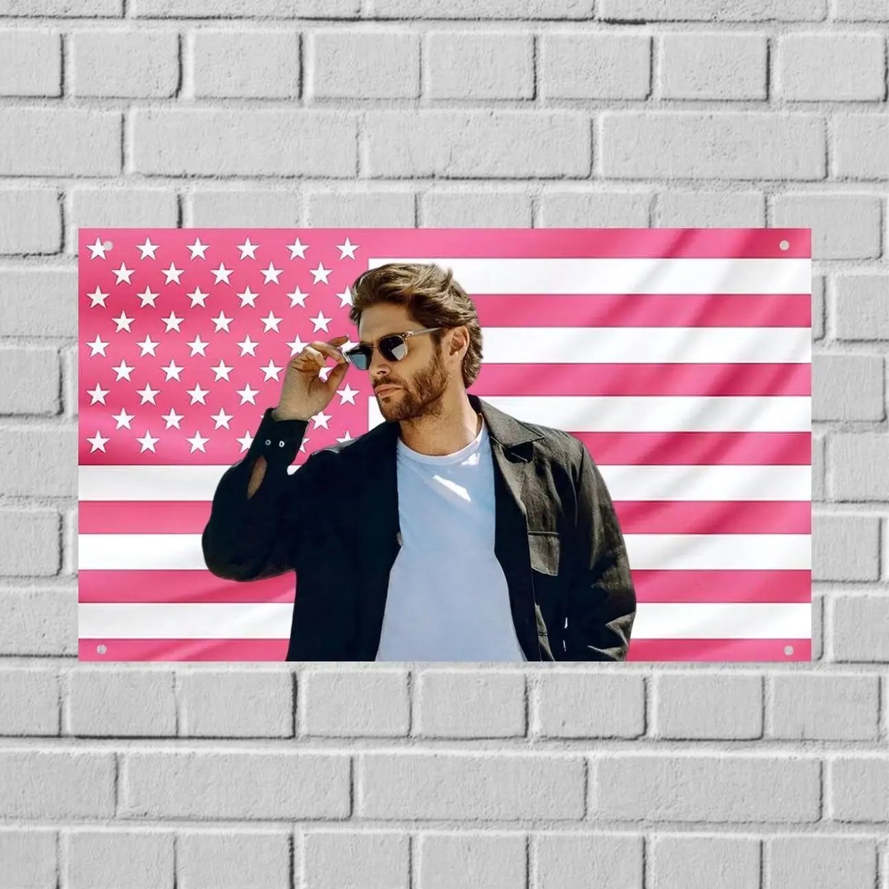 Jensen Ackles US Wall Tapestry Flag, Supernatural Bedroom Wall Art, TV Show Dorm Banner Decor